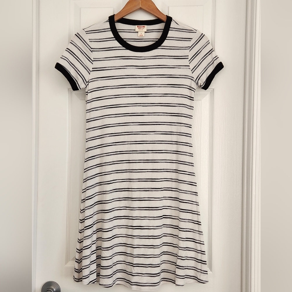 Striped Black and White T-Shirt Dress